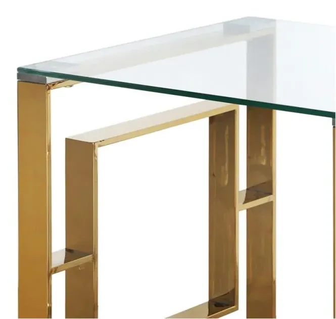 Apex Square End Table - Gold, Glass