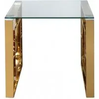 Apex Square End Table - Gold, Glass