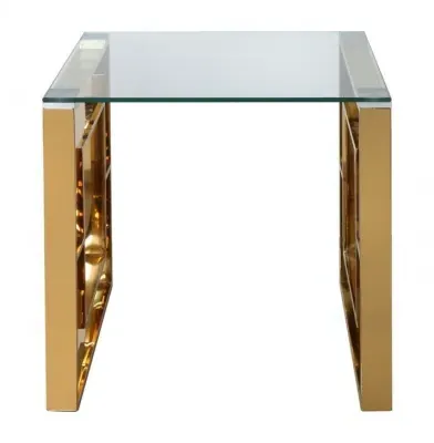 Apex Square End Table - Gold, Glass