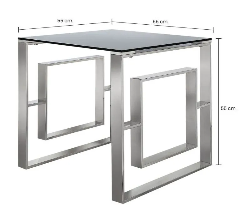 Apex Square End Table - Smoke, Chrome