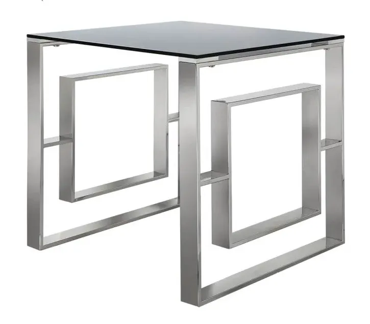 Apex Square End Table - Smoke, Chrome