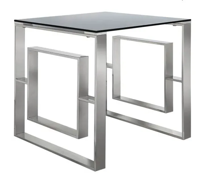 Apex Square End Table - Smoke, Chrome