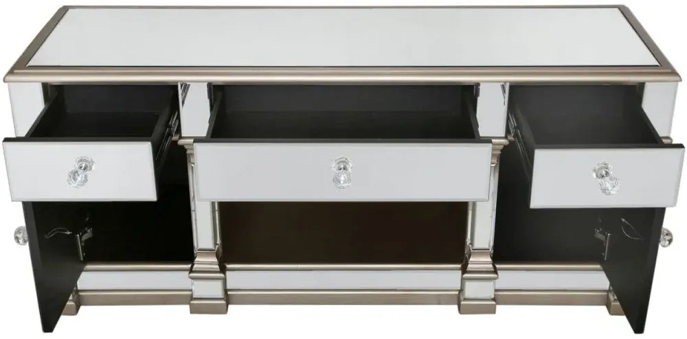 Apollo Mirrored TV Unit with Storage - Champagne Gold