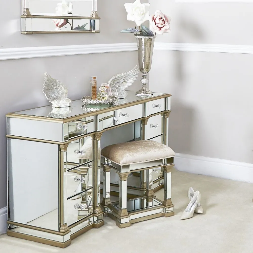 Apollo Padded Stool - Champagne Gold, Mirrored