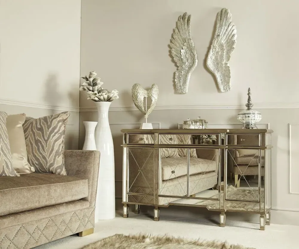 Bari Sideboard - Gold, Mirrored