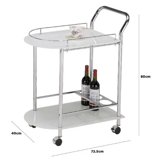 Bavaro Chrome Metal Drinks Trolley - White, Chrome