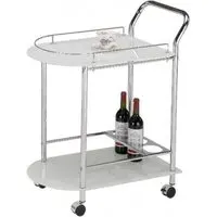 Bavaro Chrome Metal Drinks Trolley - White, Chrome
