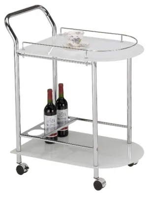 Bavaro Chrome Metal Drinks Trolley - White, Chrome image