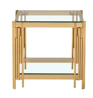 Cohen End Table - Chrome, Tempered Glass