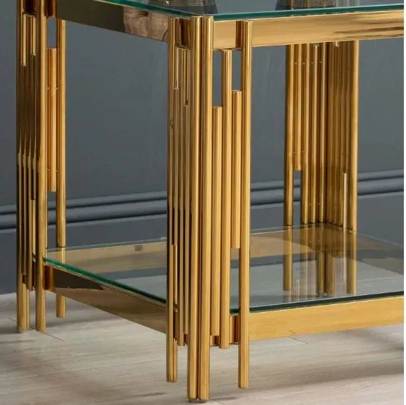 Cohen End Table - Chrome, Tempered Glass
