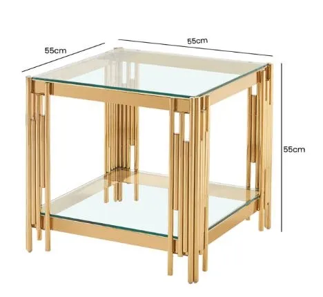 Cohen End Table - Chrome, Tempered Glass