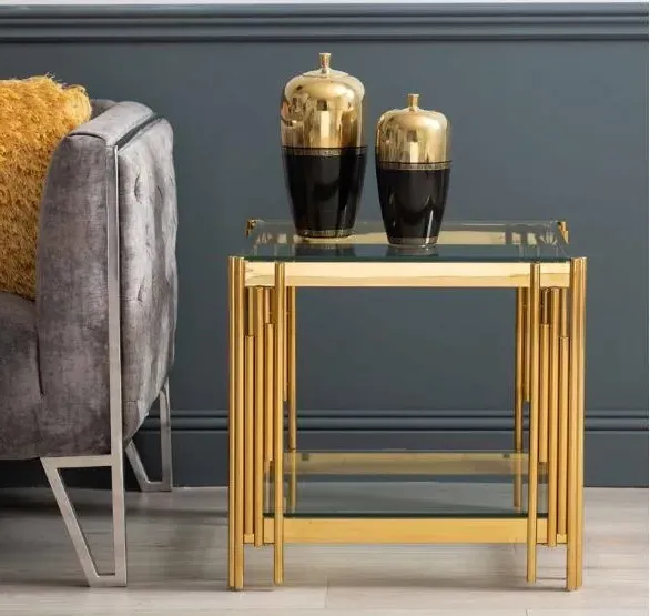 Cohen End Table - Chrome, Tempered Glass