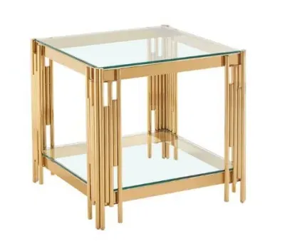 Cohen End Table - Chrome, Tempered Glass