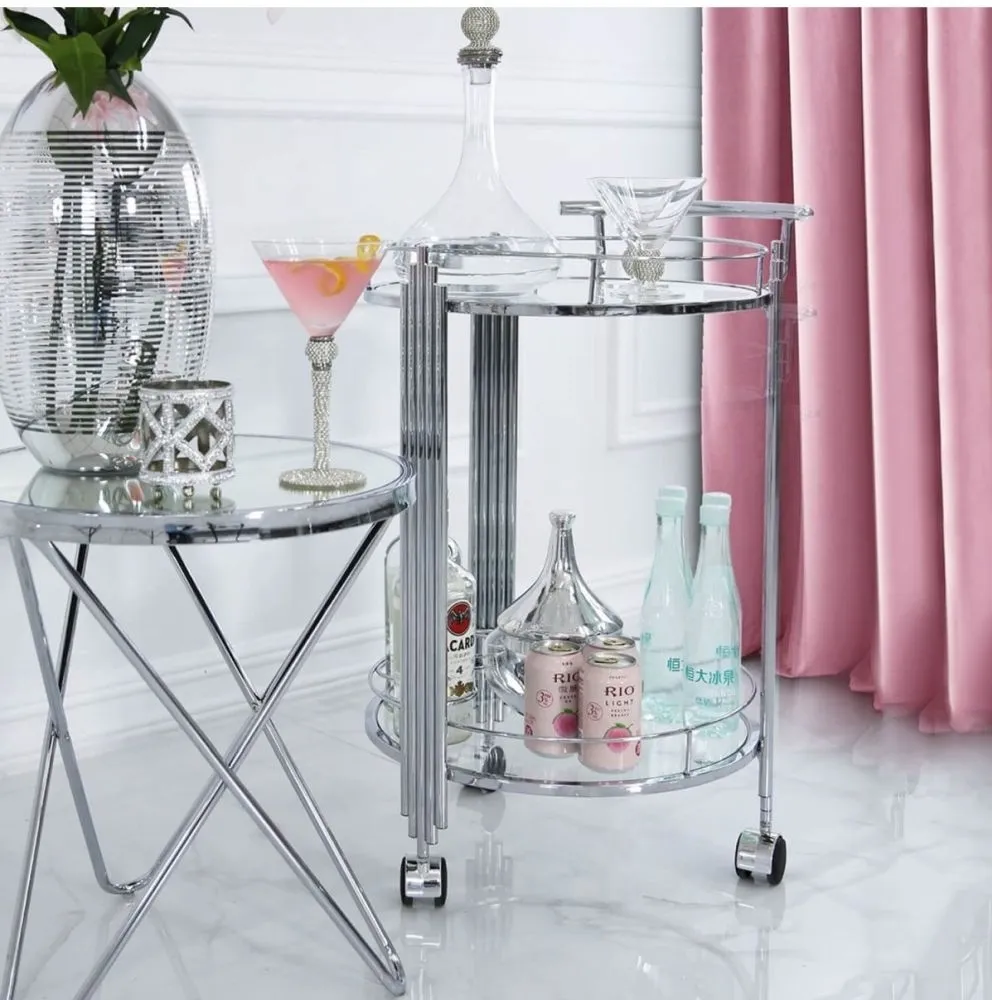 Cohen Glass Drinks Trolley - Chrome