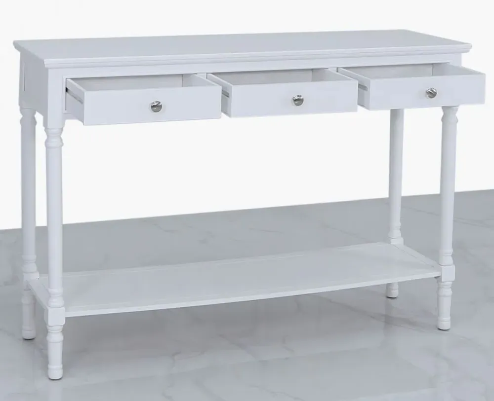Delta 3 Drawer Console Table - White