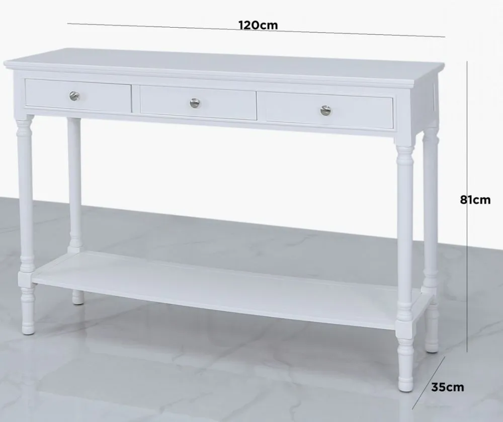 Delta 3 Drawer Console Table - White