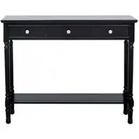 Delta 3 Drawer Console Table with Shelf - Black