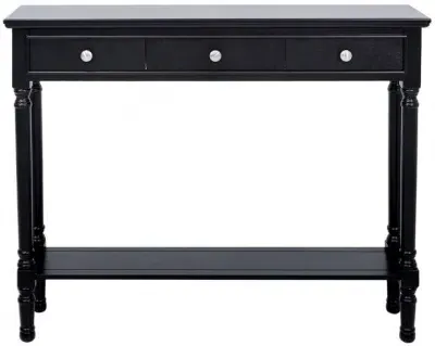 Delta 3 Drawer Console Table with Shelf - Black