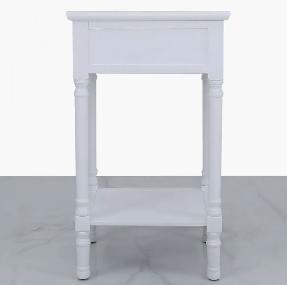 Delta Telephone Table with Drawer - White