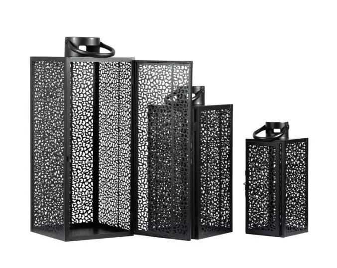 Esme 3 Lanterns Set of 2 - Black, Steel