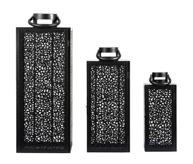 Esme 3 Lanterns Set of 2 - Black, Steel