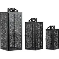 Esme 3 Lanterns Set of 2 - Black, Steel