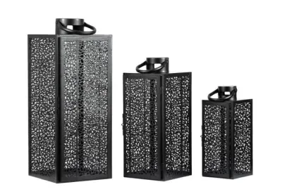 Esme 3 Lanterns Set of 2 - Black, Steel image