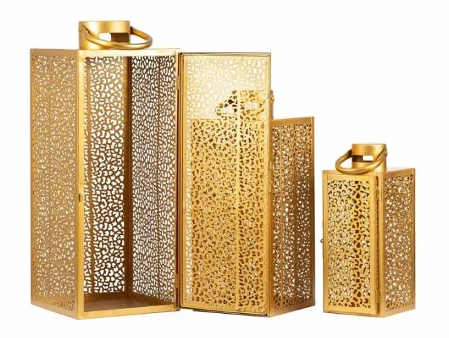 Esme 3 Lanterns Set of 2 - Gold, Steel