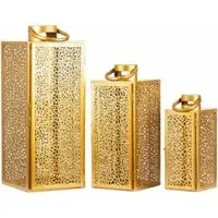 Esme 3 Lanterns Set of 2 - Gold, Steel