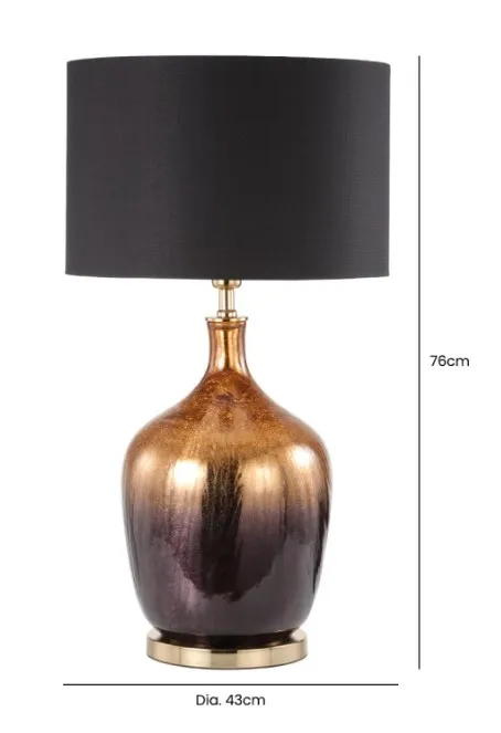 Glass Table Lamp with Linen Shade - Gold, Black