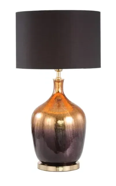 Glass Table Lamp with Linen Shade - Gold, Black