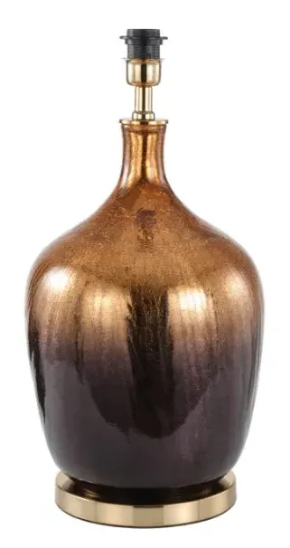 Glass Table Lamp with Linen Shade - Gold, Black