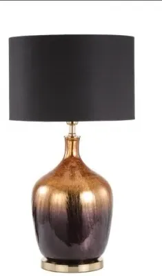 Glass Table Lamp with Linen Shade - Gold, Black