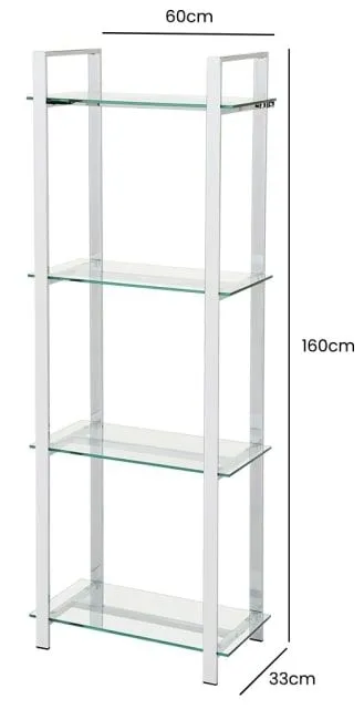 Harry 160cm Tier Display Unit - Chrome, Glass