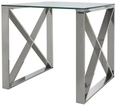 Linosa Rectangular End Table - Silver, Glass image