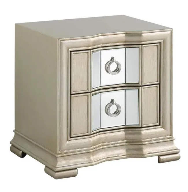 Lucca Mirrored 2 Drawer Bedside Cabinet - Champagne