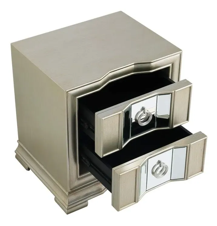 Lucca Mirrored 2 Drawer Bedside Cabinet - Champagne