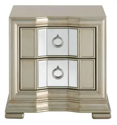 Lucca Mirrored 2 Drawer Bedside Cabinet - Champagne