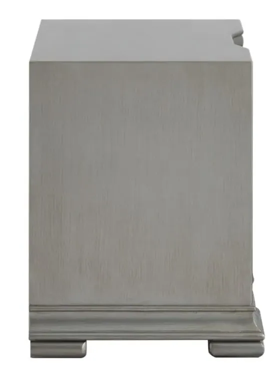 Lucca Mirrored 2 Drawer Bedside Cabinet - Grey