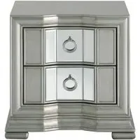 Lucca Mirrored 2 Drawer Bedside Cabinet - Grey