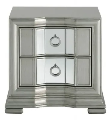 Lucca Mirrored 2 Drawer Bedside Cabinet - Grey