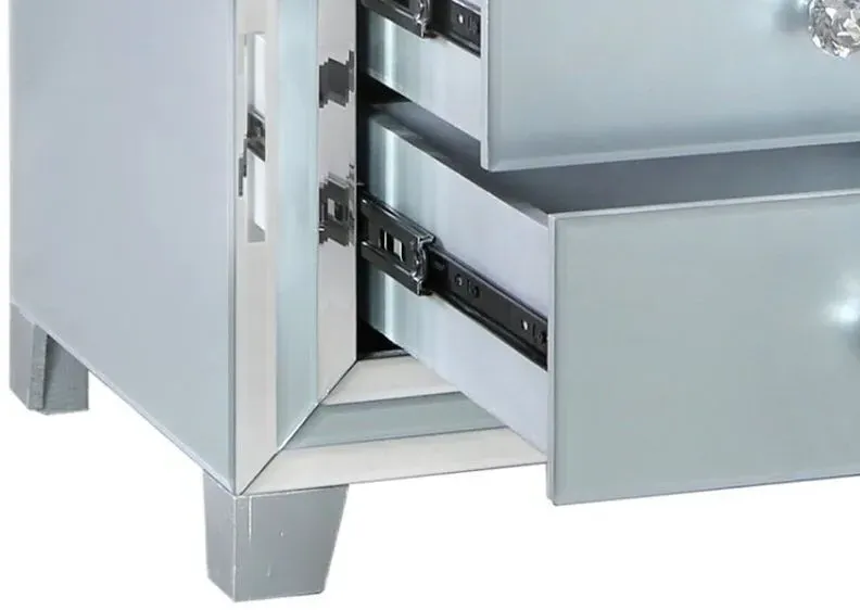 Manhattan 3-Drawer Bedside Cabinet - Grey, Glass