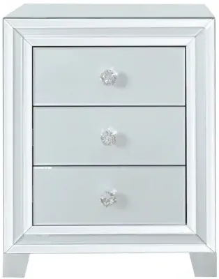 Manhattan 3-Drawer Bedside Cabinet - Grey, Glass image