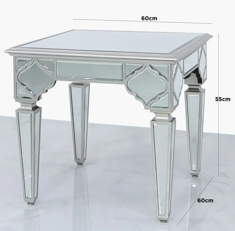 Marrakech Mirrored End Table - Silver