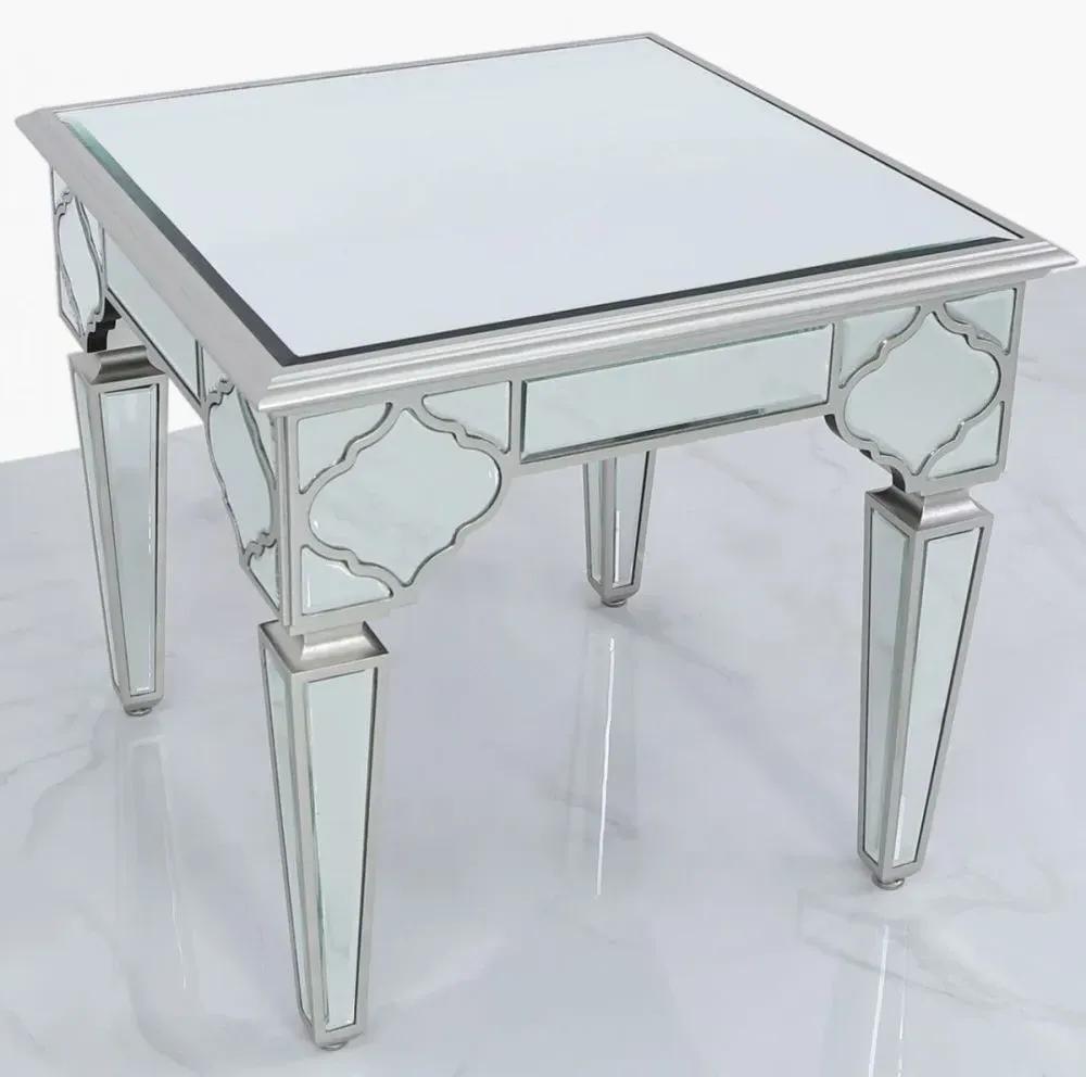 Marrakech Mirrored End Table - Silver