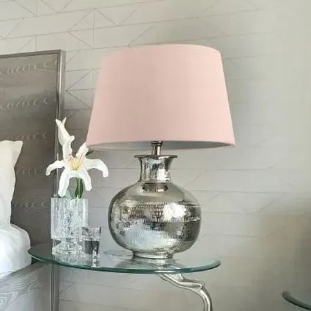 Nickel Plated 40cm Table Lamp - Nickel, Pink
