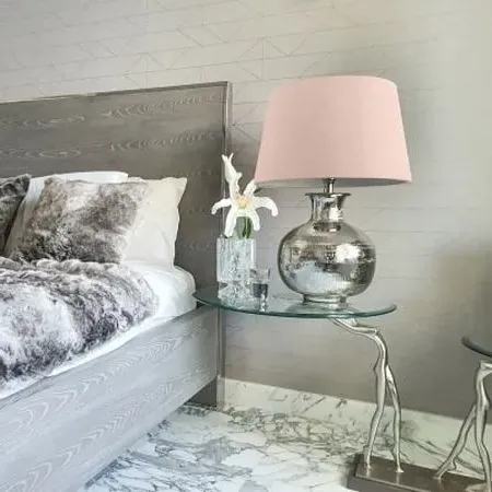 Nickel Plated 40cm Table Lamp - Nickel, Pink