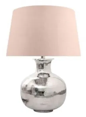 Nickel Plated 40cm Table Lamp - Nickel, Pink