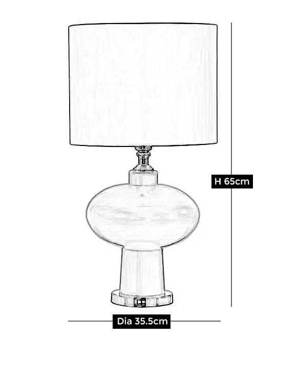 Opal Glass Table Lamp with Faux Silk Shade - Grey