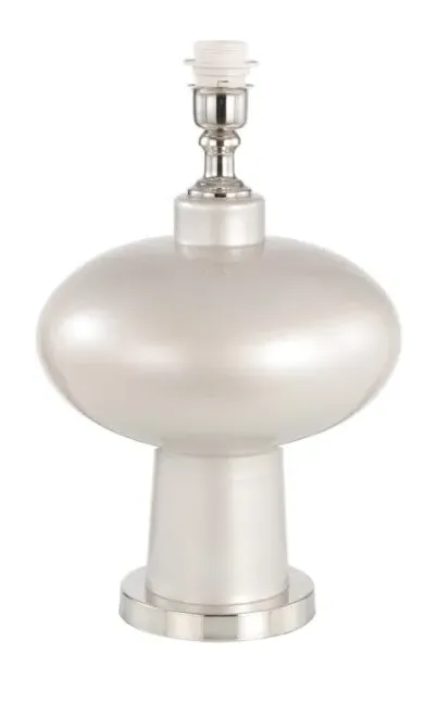 Opal Glass Table Lamp with Faux Silk Shade - Grey